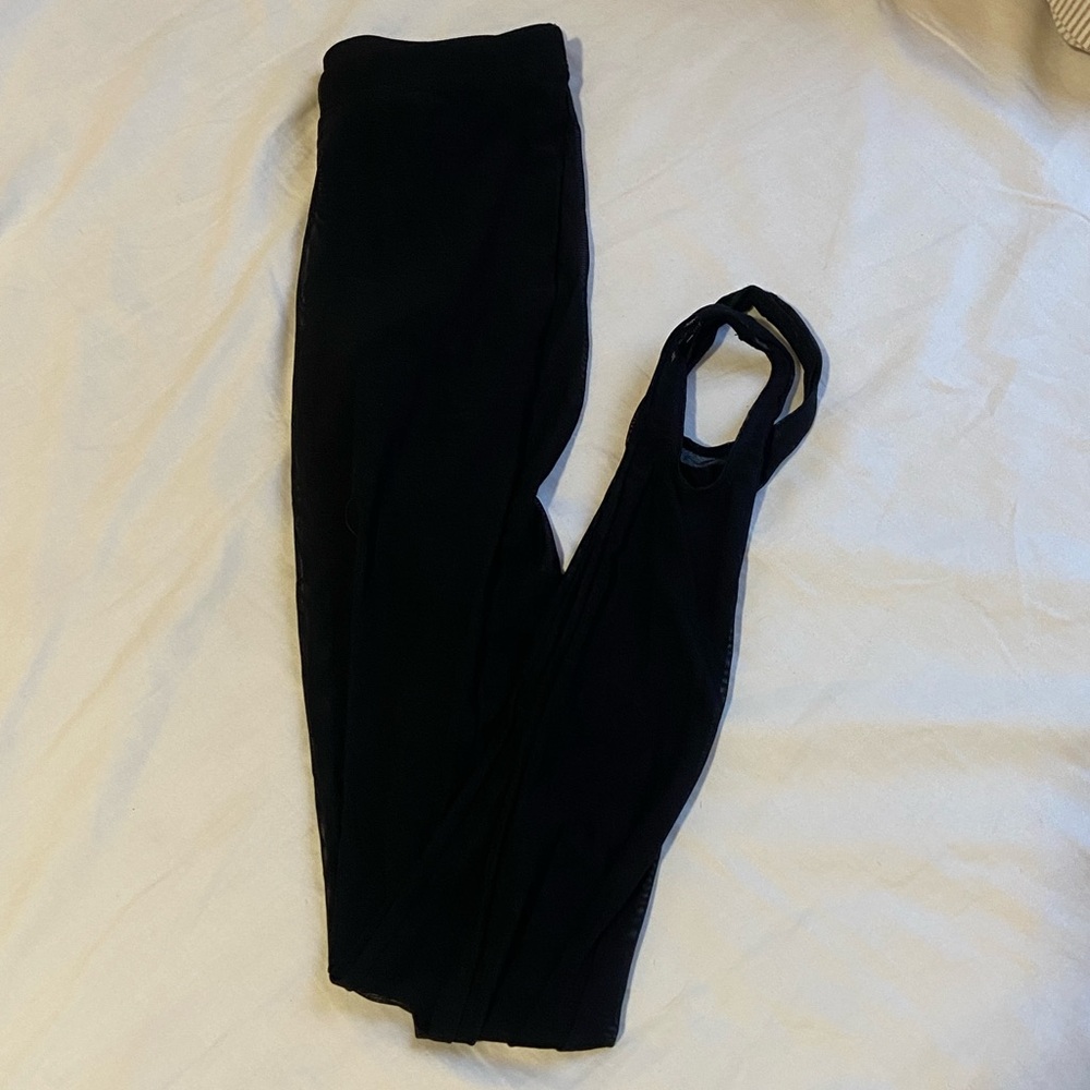 los angeles apparel black micro mesh stirrup leggings